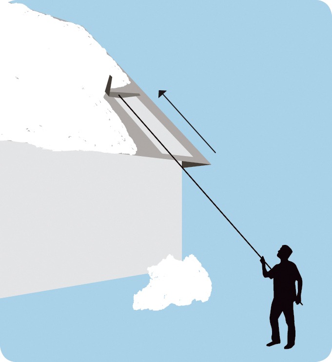 Extend the telescopic pole to reach the roof